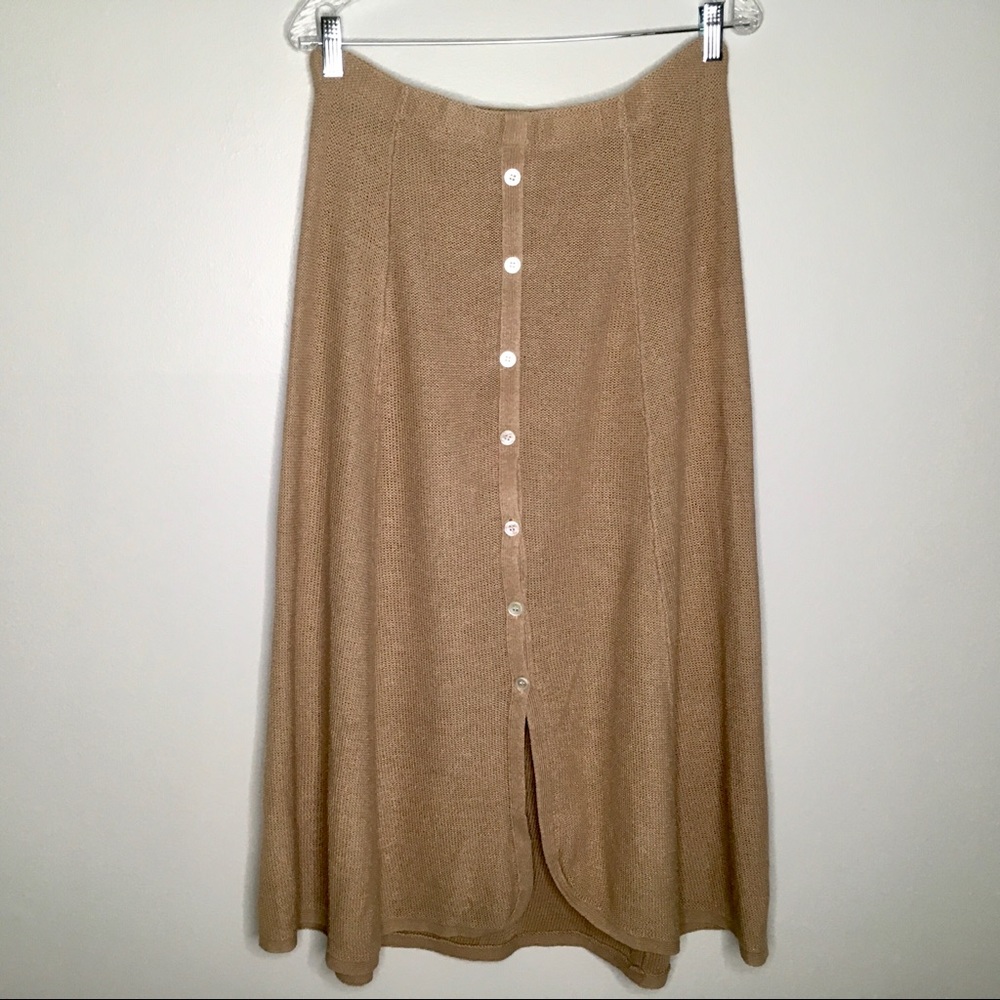 Isabella Bird Silk Linen Knit Skirt in Tan